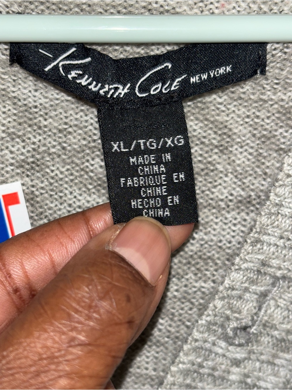 KENNETH COLE NEW YORK Hooded Pullover Heather Grey Sweater w button details - Picture 6 of 6